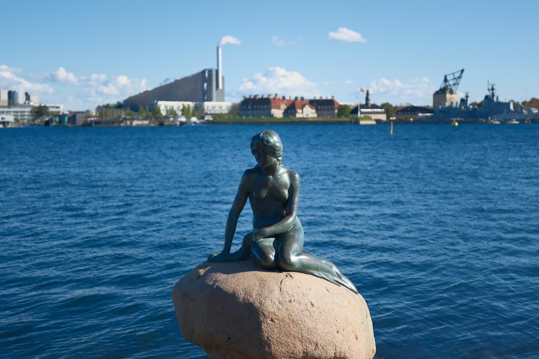 The Little Mermaid statue on the waterfront in Copenhagen, Denmark
