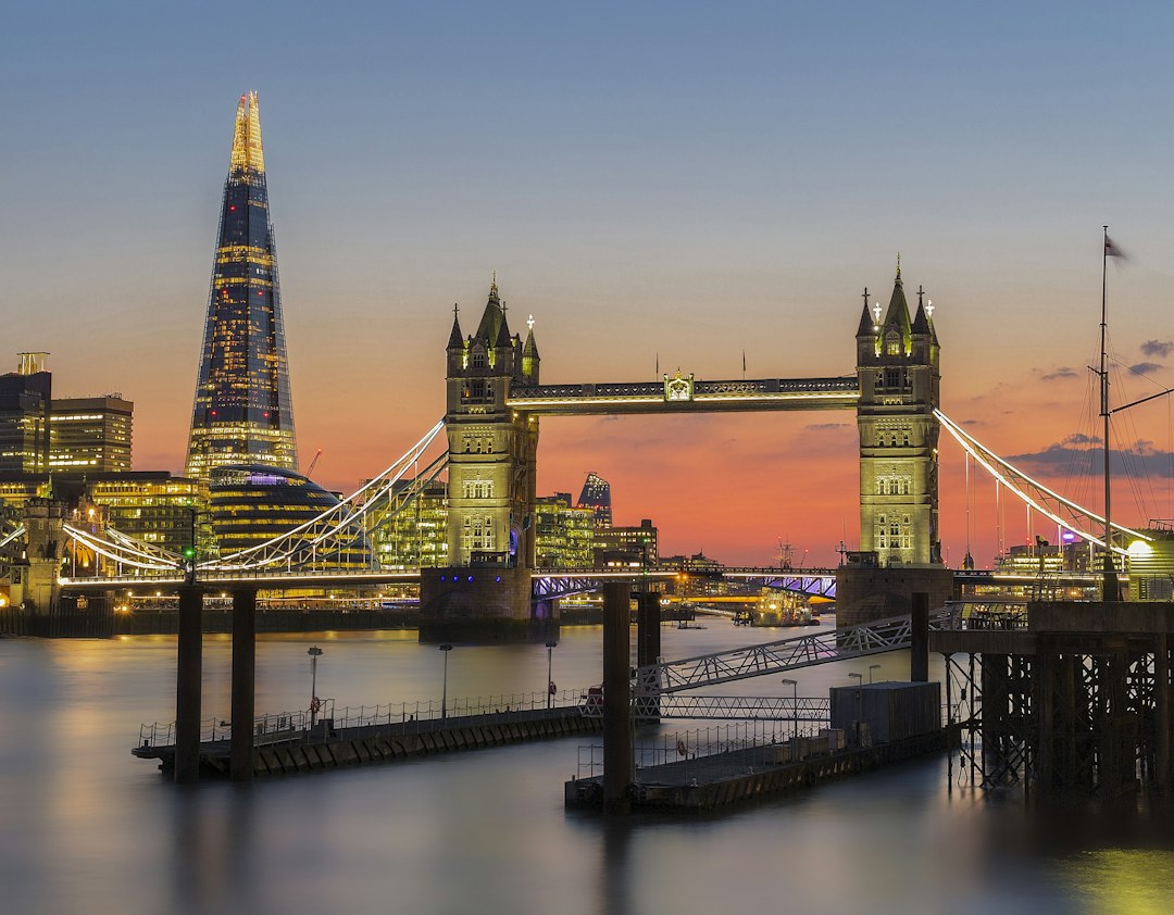 Tower Bridge at sunset in London, United Kingdom