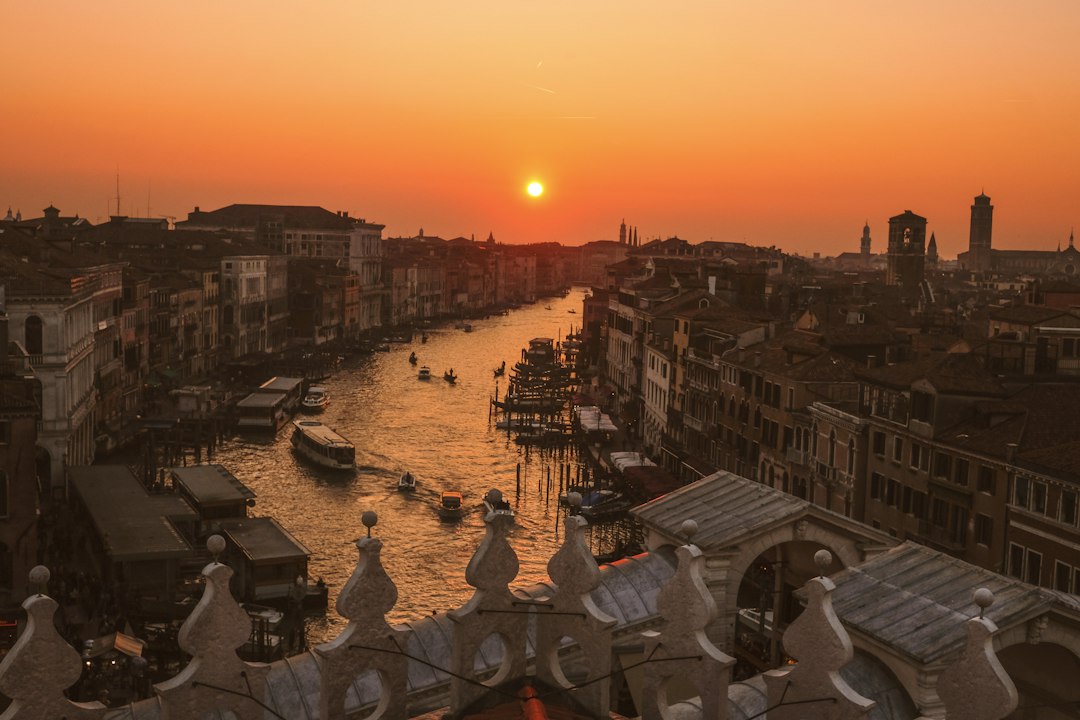 Grand Canal at golden hour in Venice, Italy