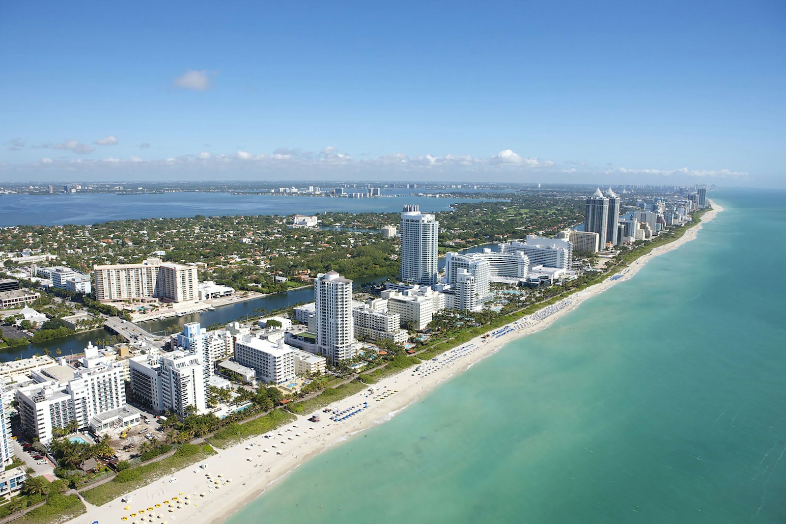Miami Beach shoreline and turquoise Atlantic Ocean
